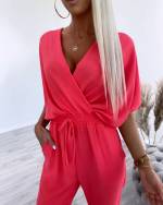 Черный Длинный комбинезон с резинкой посередине