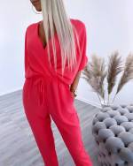 Черный Длинный комбинезон с резинкой посередине