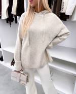 Серый Мягкий свитер в стиле худи