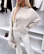 Серый Мягкий свитер в стиле худи