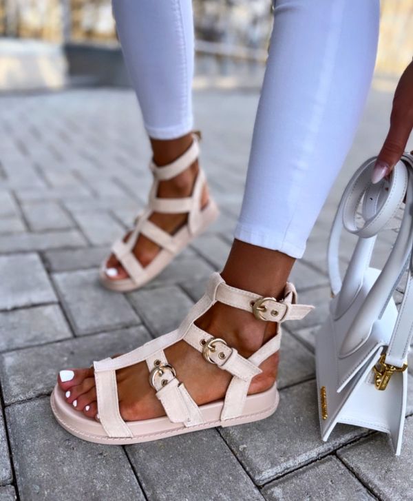 Beige Gold-detail Sandals