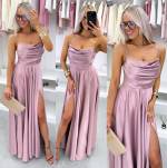 Zila Satīna Maksi Kleita