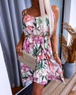 Balta Raukšlėta Suknelė Su Diržu