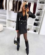 Tumši Sarkans Žakete-kleita Ar Jostu