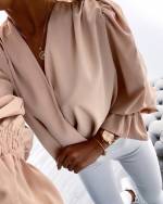 Must V-lõikega Langev Sifoonpluus