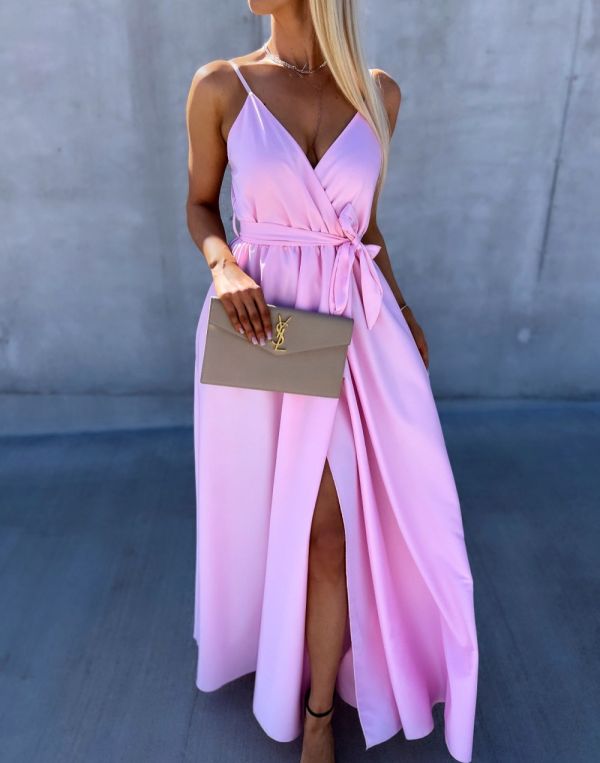 Pink Silky Maxi Dress