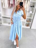 Розовый Удобное платье с поясом