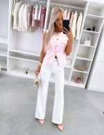 Biały Spodnie Straight Leg