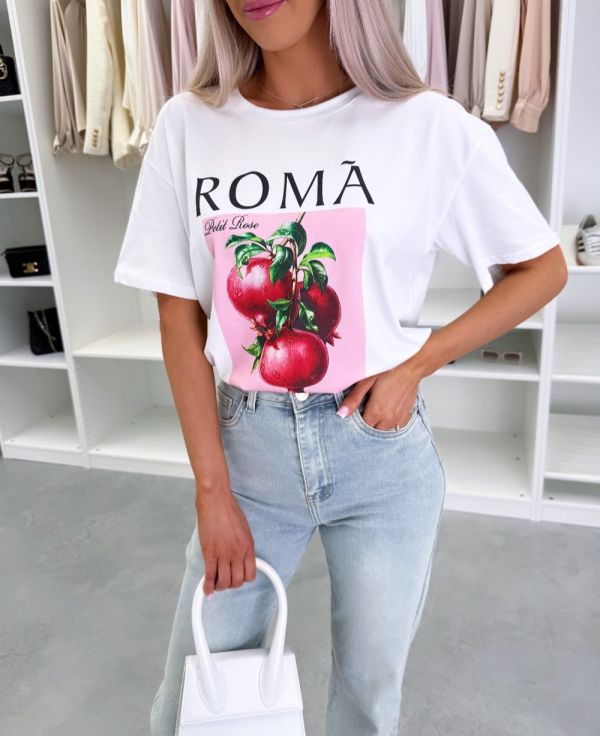 Balts Oversize T-krekls "ROMA"