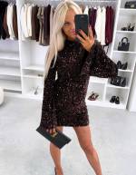 Бежевый Платье с мягкими пайетками