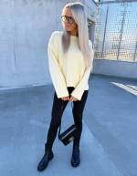 Roosa Laiemate Varrukatega Pehme Kampsun