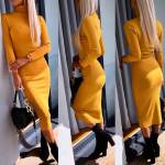 Хаки Платье-свитер длины миди