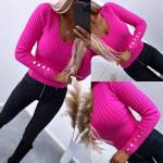 Roosa V-lõikega Džemper