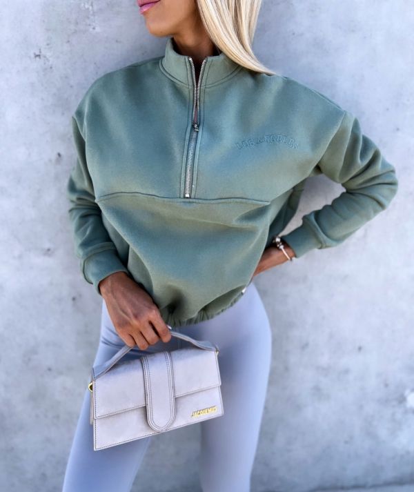 Khaki Zip-up Sweatshirt