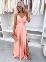 Turquoise Ilga Suknelė Su Skeltuku