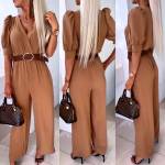 Khaki Vööga Jumpsuit