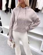 Серый Мягкий свитер в стиле худи