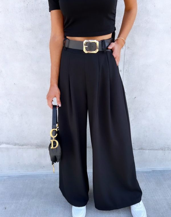 Black Belted Wide Pants