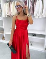 Zila Satīna Maksi Kleita