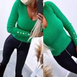 Roosa V-lõikega Džemper