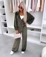 Khaki Kaheosaline Veluur Dressikomplekt