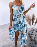 Rožinis Trijų Ketvirčių Ilgio Suknelė Su Gėlių Raštu