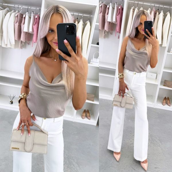 Taupe Satynowy Top