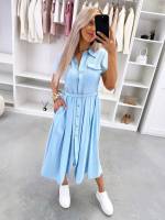 Розовый Удобное платье с поясом