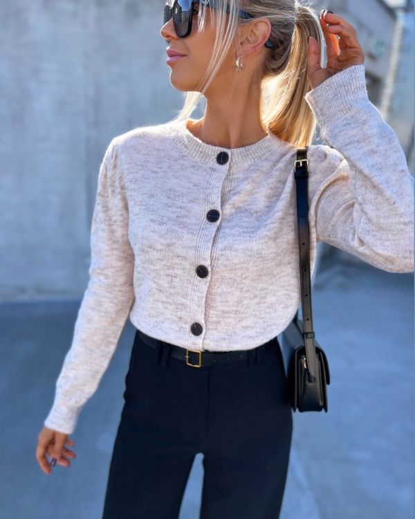 Beige Buttoned Soft Sweater