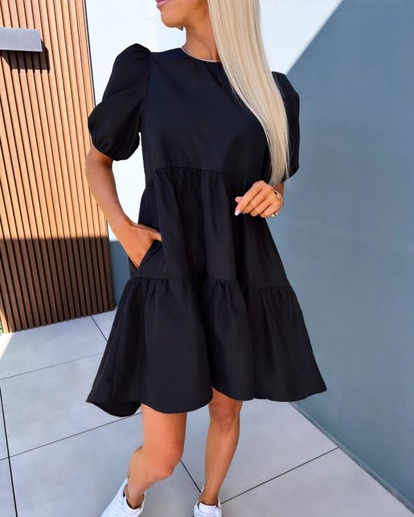 Black Flowy Dress With Pockets