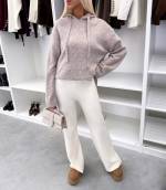 Серый Мягкий свитер в стиле худи