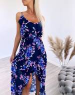 Rožinis Trijų Ketvirčių Ilgio Suknelė Su Gėlių Raštu