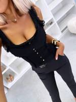 Balts Elastīgs Tops Ar Mežģīņu Apdari