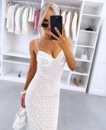 Valge Veniv Pitsist Bodycon Kleit
