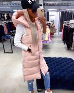 Helesinine Pikem Kapuutsiga Vest