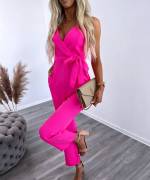 Gaiši Rozā Garš Kombinezons Ar Kabatām 