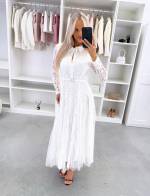 Valge Vööga Pitsist Kleit