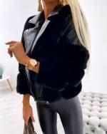 Smėlio Spalvos Trumpi Dirbtinio Kailio Kailiniai