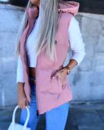 Šviesiai Rausvos Spalvos Trumpesnė Liemenė Iš Vandeniui Atsparios Medžiagos