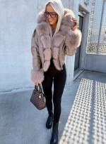 Bēša Bomberjaka Ar Kapuci Un Siltu Oderi