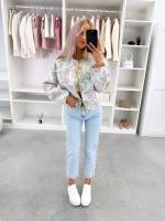 Šviesiai Mėlynas Gėlėtas švarkas