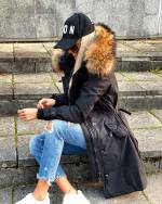 Khaki Naturaalse Karvaga Vetthülgav Pikem Talveparka