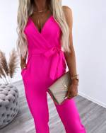 Gaiši Rozā Garš Kombinezons Ar Kabatām 