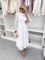 Valge Vööga Pitsist Kleit