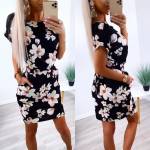 Sinine Taskutega Lilleline Vabaaja Kleit