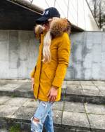 Темно-серый Водонепроницаемая зимняя куртка с натуральным мехом