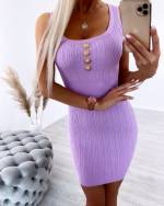 Roheline Kolme Nööbiga Bodycon Kleit