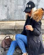 Темно-серый Водонепроницаемая зимняя куртка с натуральным мехом