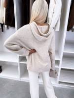 Серый Мягкий свитер в стиле худи