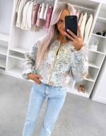 Šviesiai Mėlynas Gėlėtas švarkas